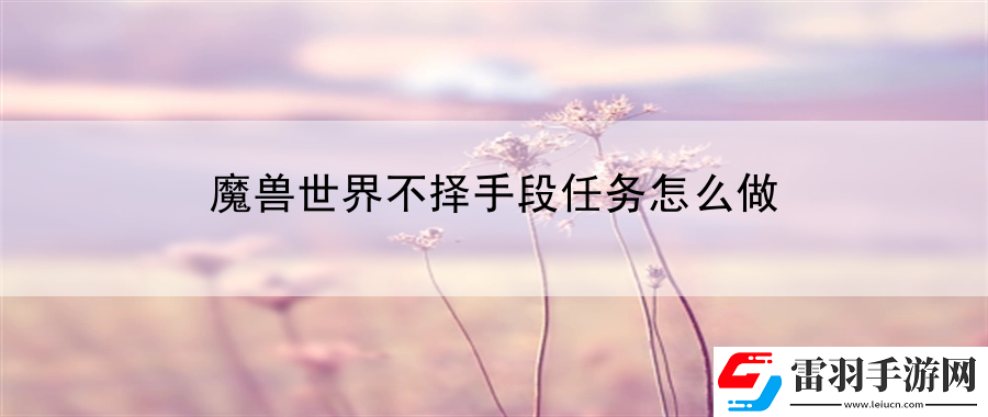 魔獸世界不擇手段任務(wù)怎么做