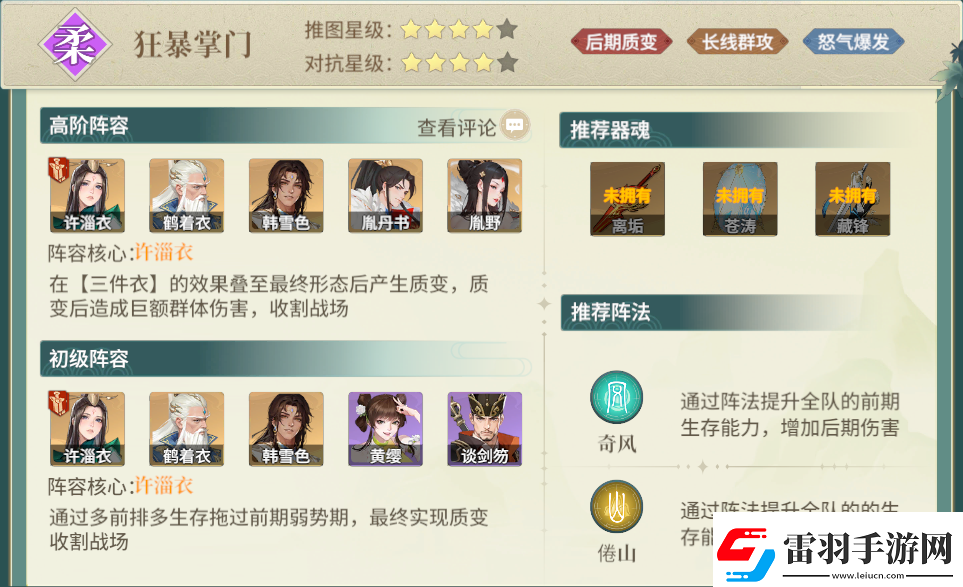 江湖如夢(mèng)主流陣容搭配指南