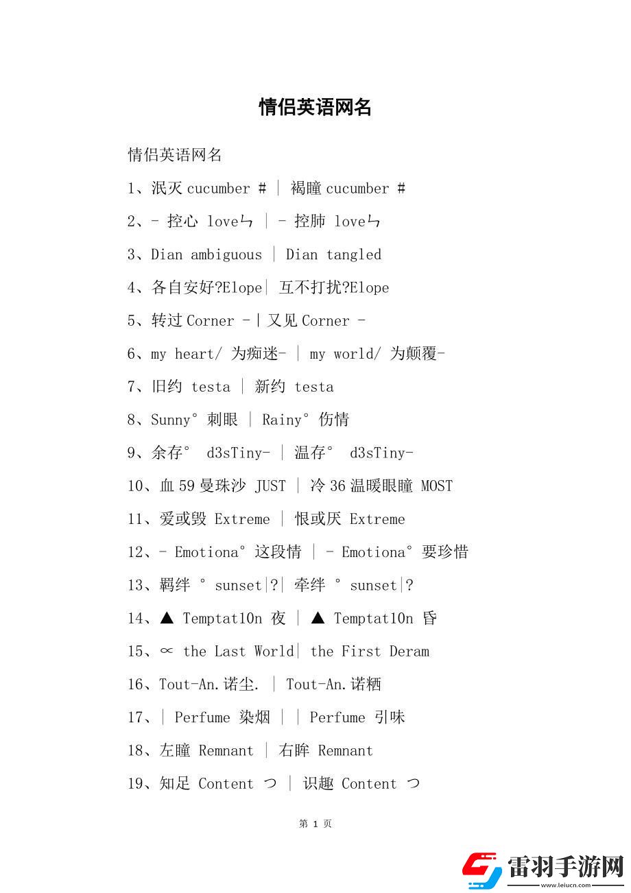 潮爆了！2023歐美情侶網名‘新勢力’
